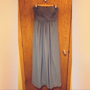 Full Length Chiffon Bridesmaid Dress in Dusty Blue